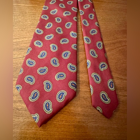 Vintage Chaps Ralph Lauren 56” Silk Paisley Tie – Burgundy Navy - Picture 2 of 3